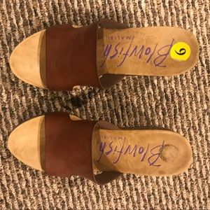 Brown leather Blowfish wedges